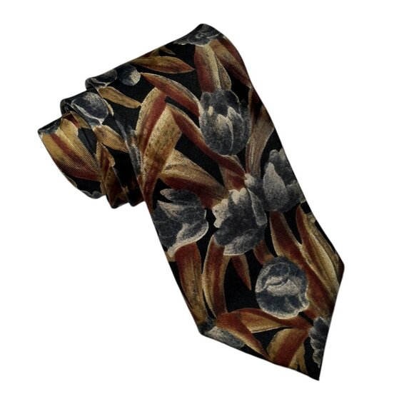 VTG Christian Dior Monsieur Tie Cocktail Party Fall Floral USA Made Italian Silk - Picture 6 of 11